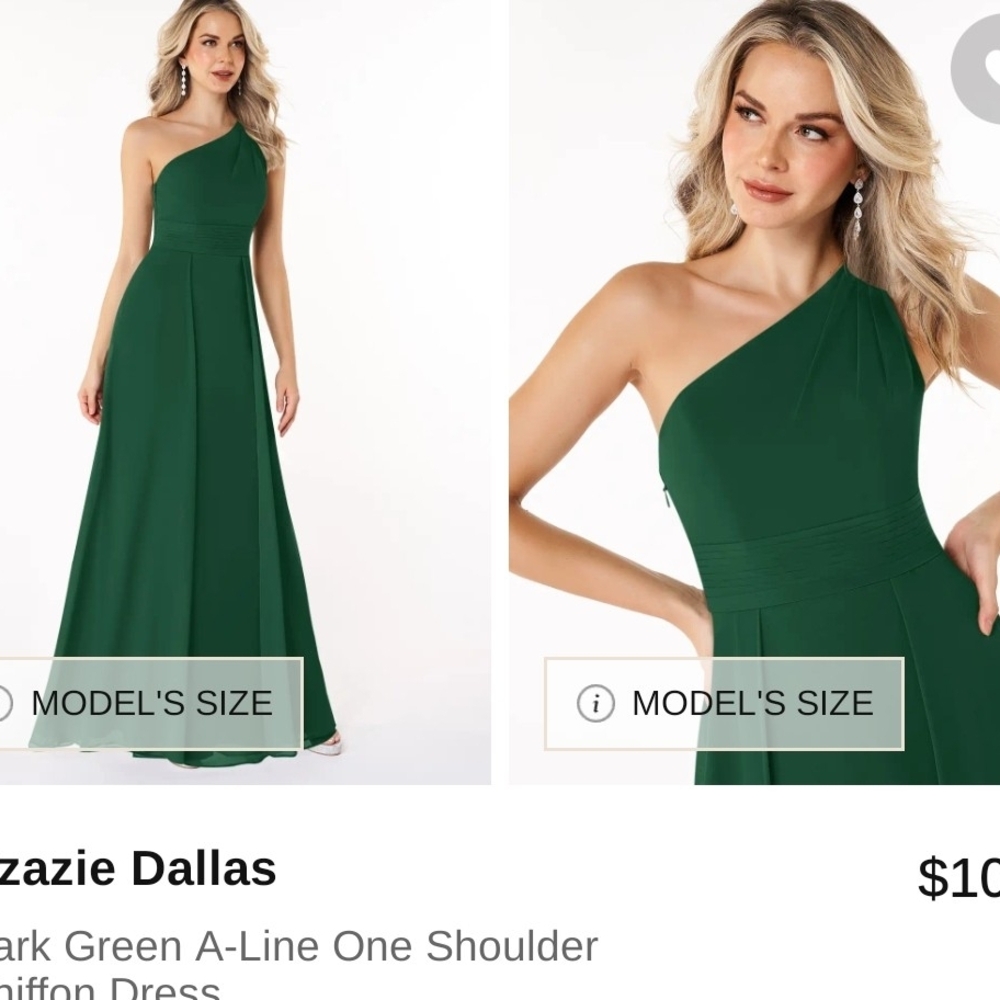 Azazie Dallas Dark Green One Shoulder Chiffon Dress